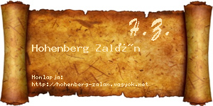 Hohenberg Zalán névjegykártya